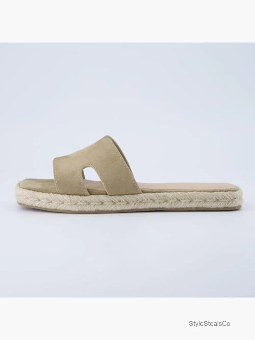 Suede Cutout Espadrille Slide Sandals with Cushioned Footbed - Picture 7 of 7